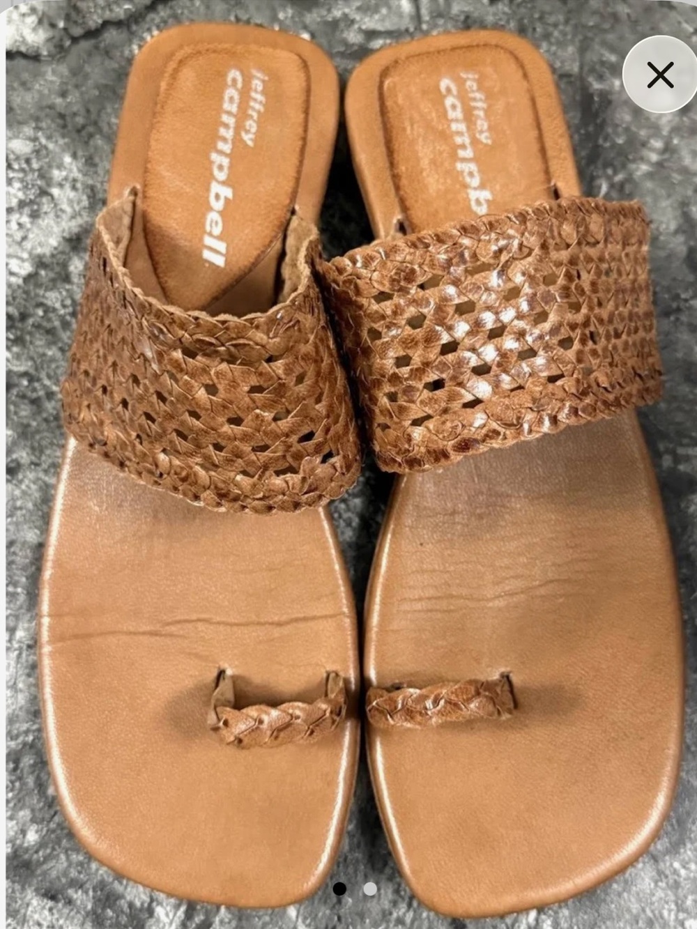 Jeffrey Campbell Brown Woven Leather Toe-Loop Sandals sz 8